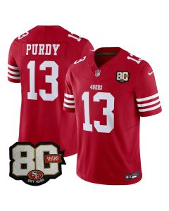 Youth San Francisco 49ers #13 Brock Purdy Red 80 Anniversary Vapor F.U.S.E. Limited Jersey (Red)