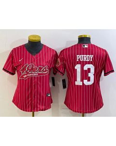 Youth San Francisco 49ers #13 Brock Purdy Red With Patch Cool Base Stitched Baseball Jersey