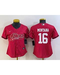 Youth San Francisco 49ers #16 Joe Montana Red With Patch Cool Base Stitched Baseball Jersey