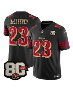 Youth San Francisco 49ers #23 Christian McCaffrey Black 80 Anniversary Rivalries Collection Vapor F.U.S.E. Limited Jersey (Black)