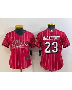 Youth San Francisco 49ers #23 Christian McCaffrey New Red With Patch Cool Base Stitched Baseball Jersey