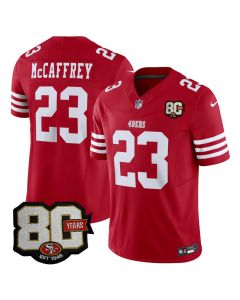 Youth San Francisco 49ers #23 Christian McCaffrey Red 80 Anniversary Vapor F.U.S.E. Limited Jersey (Red)