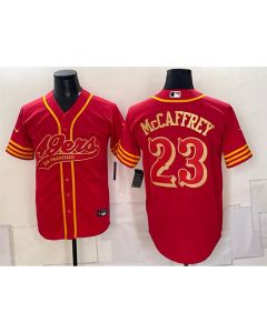 Youth San Francisco 49ers #23 Christian McCaffrey Red Gold Cool Base Stitched Baseball Jersey