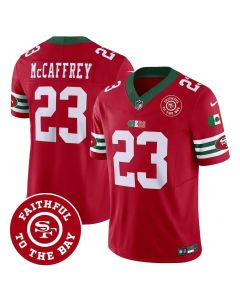 Youth San Francisco 49ers #23 Christian McCaffrey Red Mexico Faithful To The Bay Patch Vapor F.U.S.E. Limited Jersey (Red)