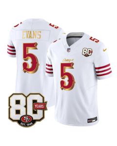 Youth San Francisco 49ers #5 Mike Evans White 80th Anniversary Patch Rivalries Collection Vapor F.U.S.E. Untouchable Limited Jersey