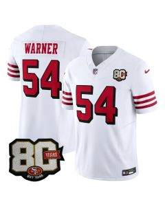 Youth San Francisco 49ers #54 Fred Warner White 80 Anniversary Vapor F.U.S.E. Limited Jersey (Style 2)