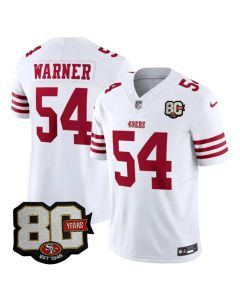 Youth San Francisco 49ers #54 Fred Warner White 80 Anniversary Vapor F.U.S.E. Limited Jersey (Style 3)