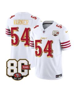 Youth San Francisco 49ers #54 Fred Warner White 80th Anniversary Patch Rivalries Collection Vapor F.U.S.E. Untouchable Limited Jersey