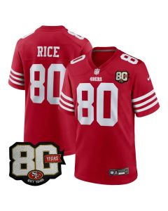 Youth San Francisco 49ers #80 Jerry Rice Red 80 Anniversary Game Jersey (Red)
