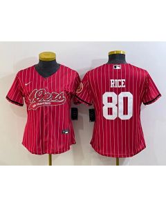 Youth San Francisco 49ers #80 Jerry Rice Red With Patch Cool Base Stitched Baseball Jersey