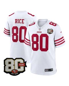 Youth San Francisco 49ers #80 Jerry Rice White 80 Anniversary Game Jersey (White)