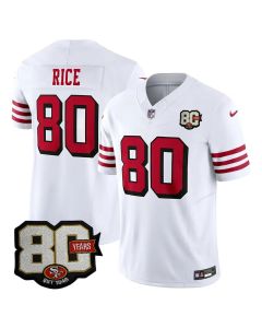 Youth San Francisco 49ers #80 Jerry Rice White 80 Anniversary Vapor F.U.S.E. Limited Jersey (White)