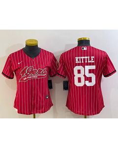 Youth San Francisco 49ers #85 George Kittle Red With Patch Cool Base Stitched Baseball Jersey