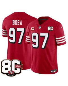 Youth San Francisco 49ers #97 Nick Bosa New Red 2026 With 80th Anniversary & 4-Star C Patch Vapor F.U.S.E. Untouchabl Limited Jersey