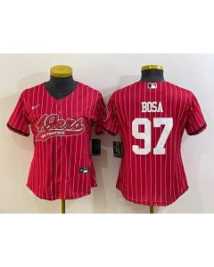 Youth San Francisco 49ers #97 Nick Bosa Red With Patch Cool Base Stitched Baseball Jersey