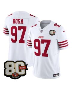 Youth San Francisco 49ers #97 Nick Bosa White 80 Anniversary Vapor F.U.S.E. Limited Jersey (Style 3)