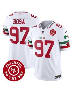 Youth San Francisco 49ers #97 Nick Bosa White Mexico Faithful To The Bay Patch Vapor F.U.S.E. Limited Jersey (White)