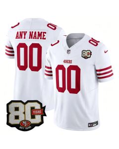 Youth San Francisco 49ers White 80 Anniversary Vapor F.U.S.E. Limited Custom Jersey (Style 3)