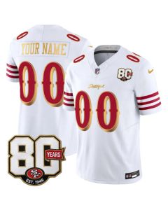Youth San Francisco 49ers White 80th Anniversary Patch Rivalries Collection Vapor F.U.S.E. Untouchable Limited Custom Jersey