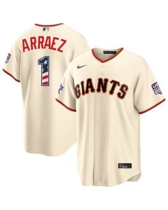 Youth San Francisco Giants #1 Luis Arraez Nike Cream 2026 All-Star Edition Stars & Stripes Stadium Jersey (Cream)
