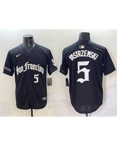 Youth San Francisco Giants #5 Mike Yastrzemski Black "Gothic Fog Edition" Vapor Premier Limited Stitched Baseball Jersey (Black)