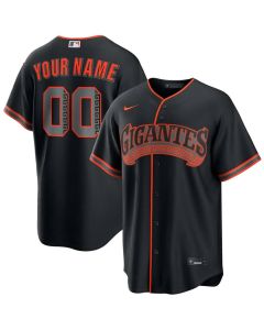 Youth San Francisco Giants Black Alternate Gigantes Custom Jersey (Black)