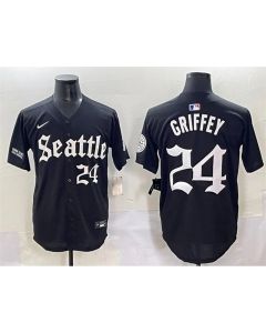 Youth Seattle Mariners #24 Ken Griffey Jr. Black "Deep Sea Gothic Edition" Vapor Premier Limited Stitched Baseball Jersey (Black)