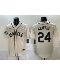 Youth Seattle Mariners #24 Ken Griffey Jr. Cream 50th Anniversary Alternate Baseball Jersey (Cream)