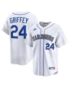 Youth Seattle Mariners #24 Ken Griffey Jr. Nike White Throwback Cooperstown Collection Limited Jersey (Style 3)