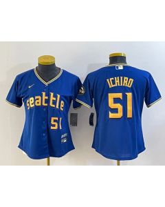 Youth Seattle Mariners #51 ichiro Suzuki Royal 2023 City Connect With Patch Stitched Baseball Jersey