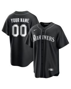 Youth Seattle Mariners Custom Black Lights Out Replica Jersey (Black)