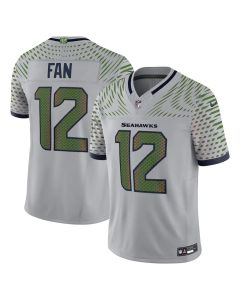 Youth Seattle Seahawks #12 Fan Gray Rivalries Collection F.U.S.E. Vapor Limited Stitched Jersey (Gray)