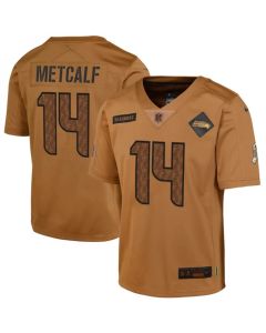 Youth Seattle Seahawks #14 DK Metcalf 2023 Brown Salute To Service Limited Stitched Football Jersey