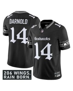 Youth Seattle Seahawks #14 Sam Darnold Black 2025 F.U.S.E. 'Gothic Rain City Shadows Edition' Vapor Limited Stitched Football Jersey (Black)