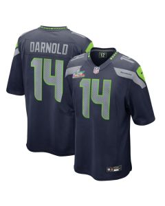 Youth Seattle Seahawks #14 Sam Darnold College Navy Super Bowl LX Patch Game Jersey (Navy)