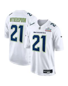 Youth Seattle Seahawks #21 Devon Witherspoon White Super Bowl LX Patch Tundra Fashion Game Jersey