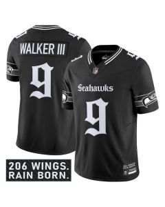 Youth Seattle Seahawks #9 Kenneth Walker III Black 2025 F.U.S.E. 'Gothic Rain City Shadows Edition' Vapor Limited Stitched Football Jersey (Black)