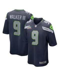 Youth Seattle Seahawks #9 Kenneth Walker III College Navy Super Bowl LX Patch Game Jersey (Navy)