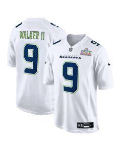 Youth Seattle Seahawks #9 Kenneth Walker III White Super Bowl LX Patch Tundra Fashion Game Jersey (White)