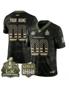 Youth Seattle Seahawks Camo 2026 Salute to Service Edition Vapor F.U.S.E. Limited Custom Jersey (Style 13)