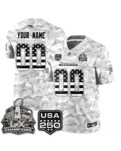 Youth Seattle Seahawks Camo 2026 Salute to Service Edition Vapor F.U.S.E. Limited Custom Jersey (Style 14)