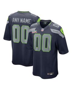 Youth Seattle Seahawks Custom College Navy Super Bowl LX Patch Game Jersey