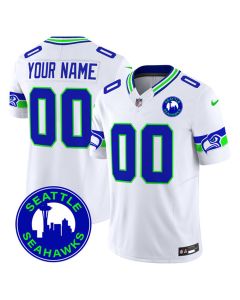 Youth Seattle Seahawks White City Patch Vapor F.U.S.E. Limited Custom Jersey