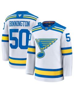 Youth St. Louis Blues #50 Jordan Binnington White 2024-25 Away Stitched Hockey Jersey