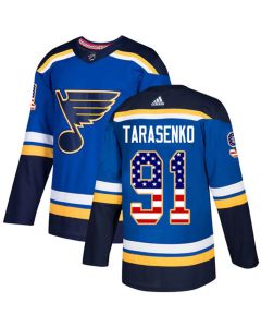 Youth St. Louis Blues #91 Vladimir Tarasenko Blue USA Flag Hockey Stitched Baseball Jersey