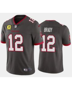 Youth Tampa Bay Buccaneers #12 Tom Brady Gray With C Patch Stitched Jersey
