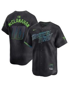 Youth Tampa Bay Rays #18 Shane McClanahan Charcoal 2024 City Connect Limited Stitched Baseball Jersey