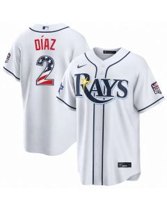 Youth Tampa Bay Rays #2 Yandy Diaz Nike White 2026 All-Star Edition Stars & Stripes Stadium Jersey (White)