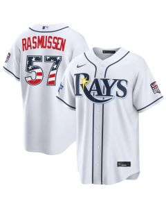 Youth Tampa Bay Rays #57 Drew Rasmussen Nike White 2026 All-Star Edition Stars & Stripes Stadium Jersey (White)