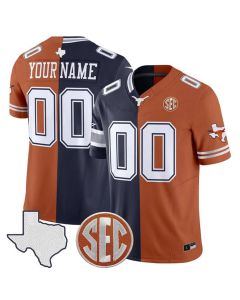 Youth Texas Longhorns Navy Split 2025 Vapor F.U.S.E. Limited Custom Jersey